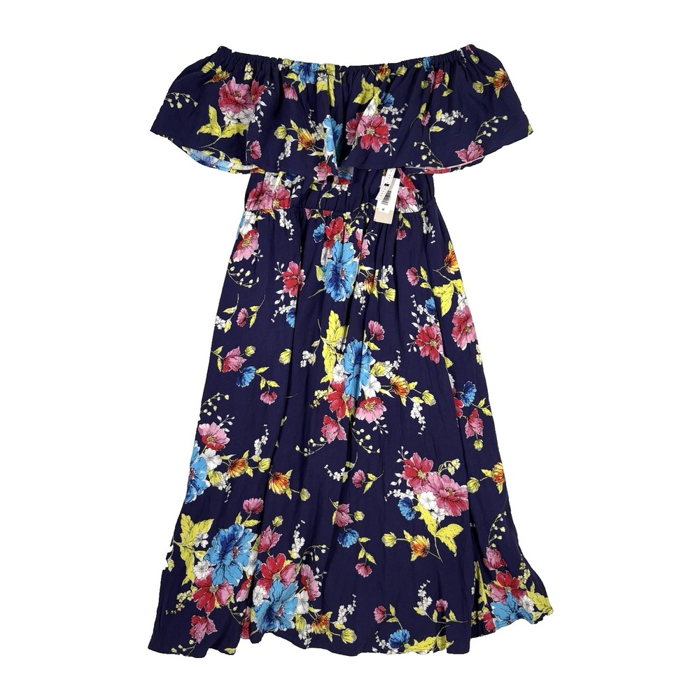 BP Nordstrom Off the‎ Shoulder Midi Dress Size Large Blue Floral Romantic NWT